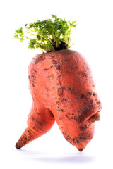 carrot ugly on an isolated white background with shadow