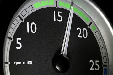 tachometer of a truck at economic mode of operation