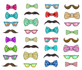 Father's day set with glasses, mustache, bow tie