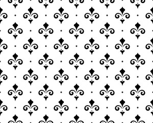 Flower geometric pattern. Seamless vector background. White and black ornament. Ornament for fabric, wallpaper, packaging, Decorative print