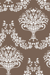 seamless damask vector vintage pattern flowery vase