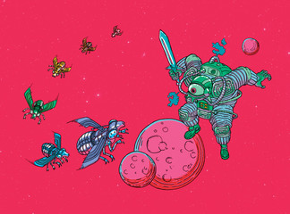 Paladín espacial, cosmonauta vs robots © Vaenlleri