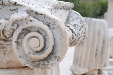 Elements of ancient greek architecture. Ancient city. Travels. Knowledge of the world. Relaxation. Close-up