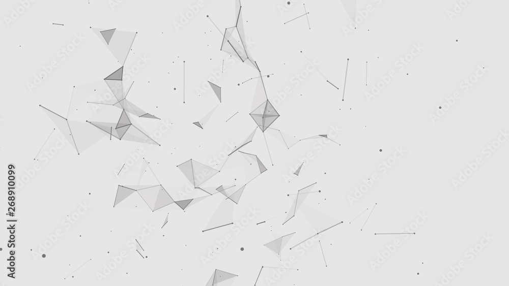 Poster Abstract digital background. Cosmic particles. The effect of plexus. Big data visualization. 3d rendering