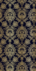 damask design luxury vector seamless pattern flowery gold