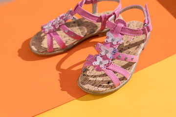kids summer sandals. baby shoes, girl pink fashion footwear, leather sandal ,moccasins.leather...