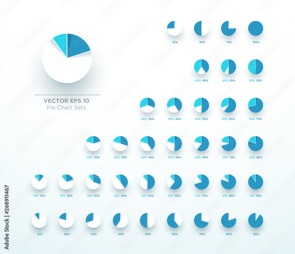 Poster pie chart vector circle diagram infographic 3d color set