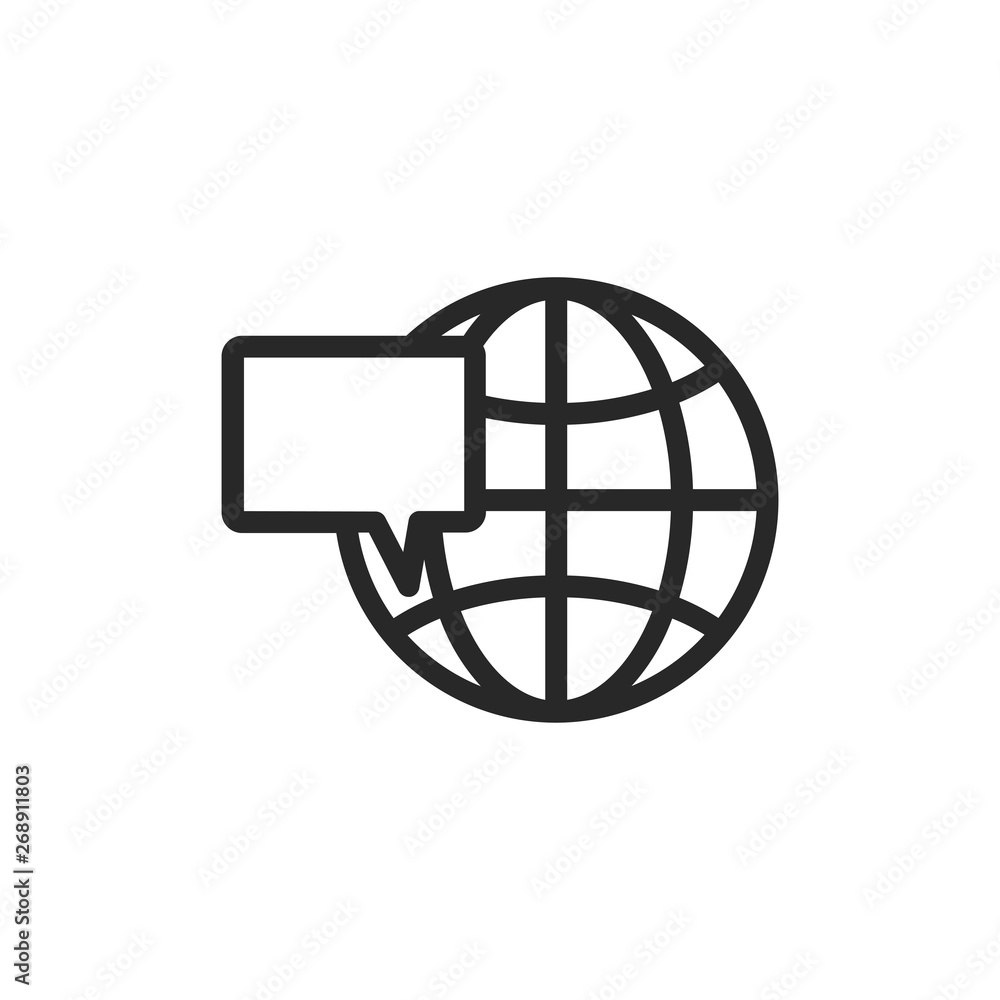 Poster web globe and speech bubble vector icon