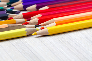 Fototapeta premium abstract color pencil texture background. colored pencil for school pattern. copy space. stationery concept.