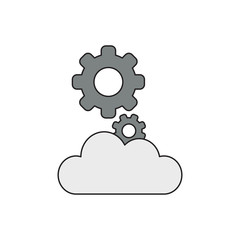 Vector icon concept of gears on cloud.