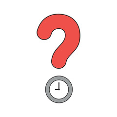 Vector icon concept of question mark with clock time.
