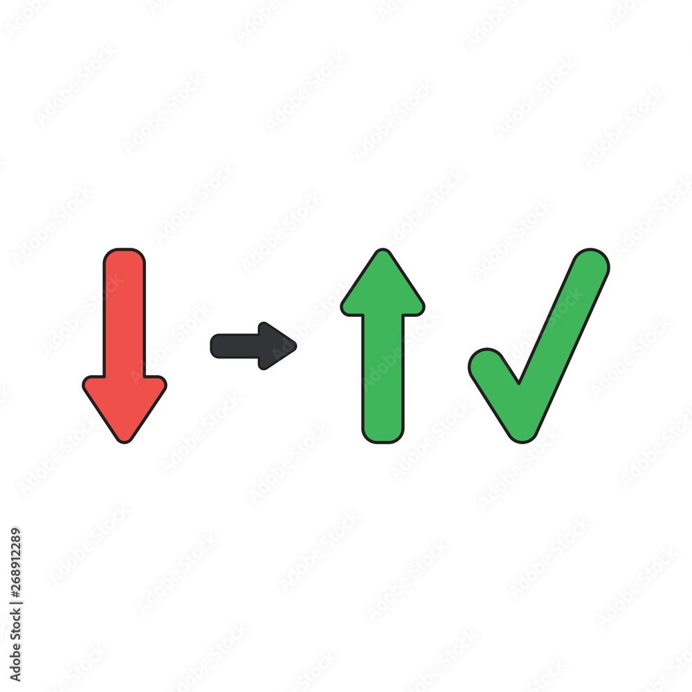 Poster vector icon concept of arrow down and up with check mark.