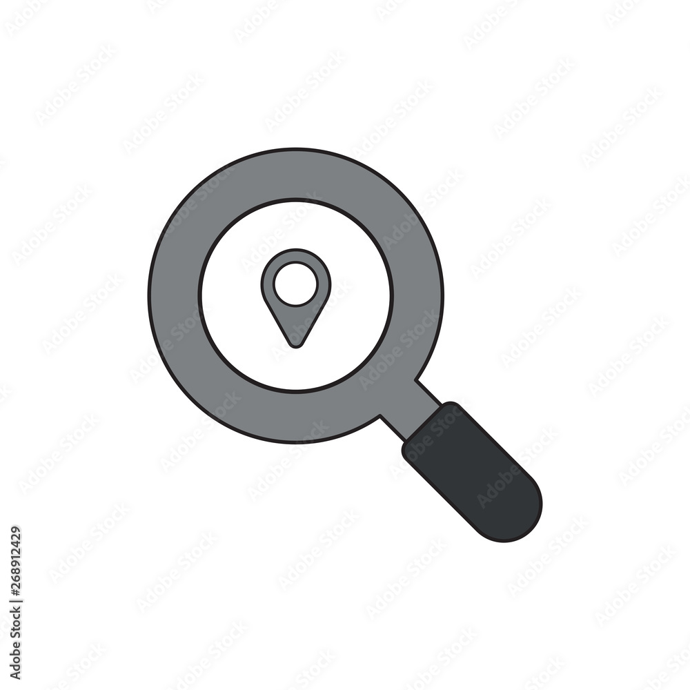Aufkleber vector illustration icon concept of magnifier with map pointer.