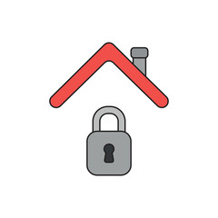 Vector icon concept of closed padlock under roof.