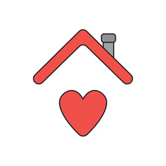 Vector icon concept of heart under house roof.