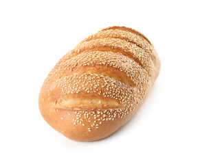 Loaf of fresh bread isolated on white