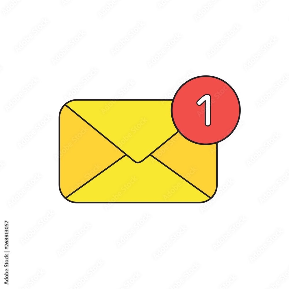 Poster vector icon concept of closed envelope with number one.