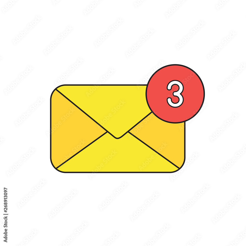 Poster vector icon concept of closed envelope with number three.