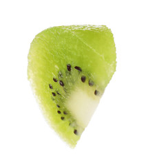 Cut fresh juicy kiwi on white background