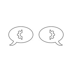 Vector icon concept of speech bubbles with gear parts.