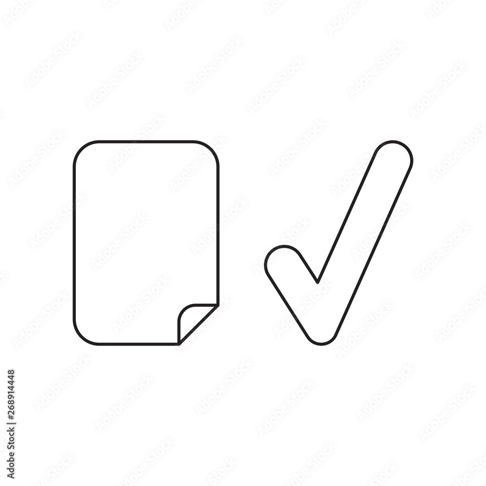 Poster vector icon concept of paper with check mark.