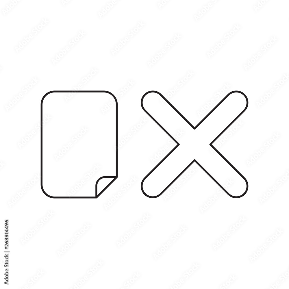 Poster vector icon concept of paper with x mark.