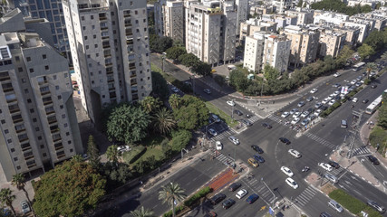 Aerial view on the city in summer