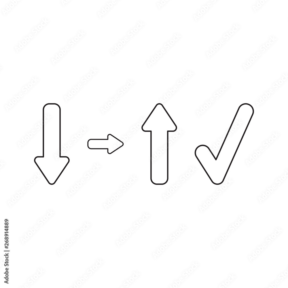 Poster vector icon concept of arrow down and up with check mark.