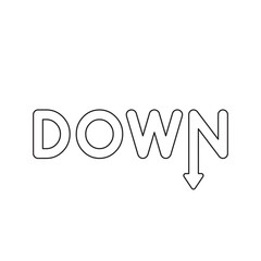 Vector icon concept of down word with arrow moving down.