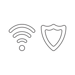 Vector icon concept of wireless wifi symbol with shield.