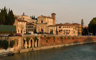 Fototapeta na wymiar VERONA, ITALY. Verona. Veneto region. City of Verona with river at sunny day. Italy