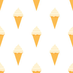 Ice cream vector seamless pattern. Flat design. Vector stock illustration.