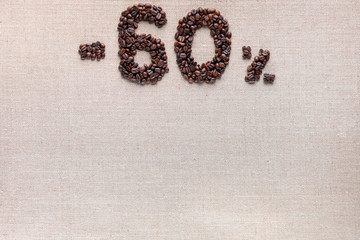 60% discount from coffee beans aligned top center