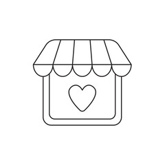Vector icon concept of store with heart.