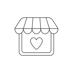 Vector icon concept of store with heart.