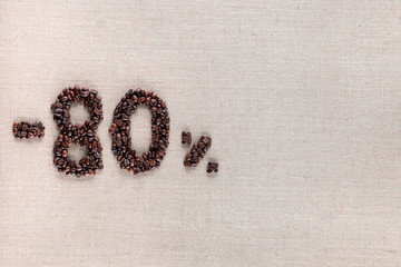 80% discount from coffee beans aligned middle left