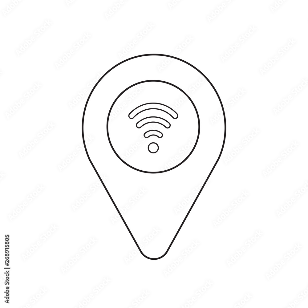 Aufkleber vector icon concept of pointer with wireless wifi symbol.