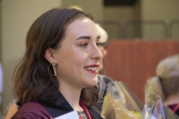 young woman with flowers