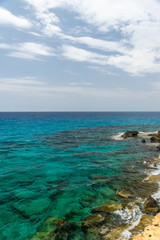 Obraz premium Light sea surf on the Mediterranean coast.