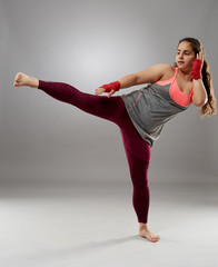 Young kickboxing lady