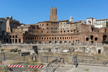 Amazing view of Augustus Forum in city of Rome, Italy