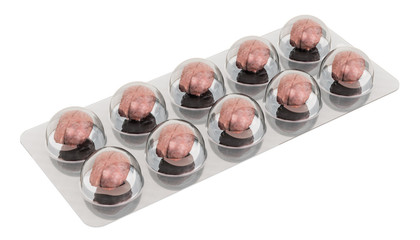 Medicines for brain health concept, 3D rendering