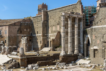 Fototapeta na wymiar ROME, ITALY - JUNE 23, 2017: Amazing view of Forum of Nerva in city of Rome, Italy