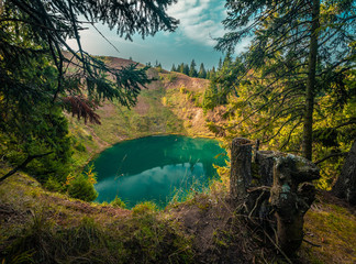 View of the deep karst lake «Sea Eye», Mari El, Russia