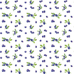 Seamless pattern with blueberries.