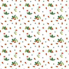 Seamless pattern with strawberries.