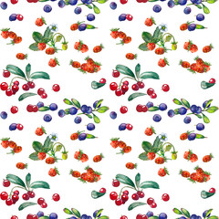 Seamless pattern with forest berries.