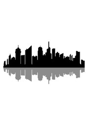 Naklejka premium stadt gespiegelt spiegelung schatten metropole silhouette umriss hauptstadt großstadt wolkenkratzer hochhäuser reisen urlaub ferien millionenstadt weltstadt häuser clipart logo design cool