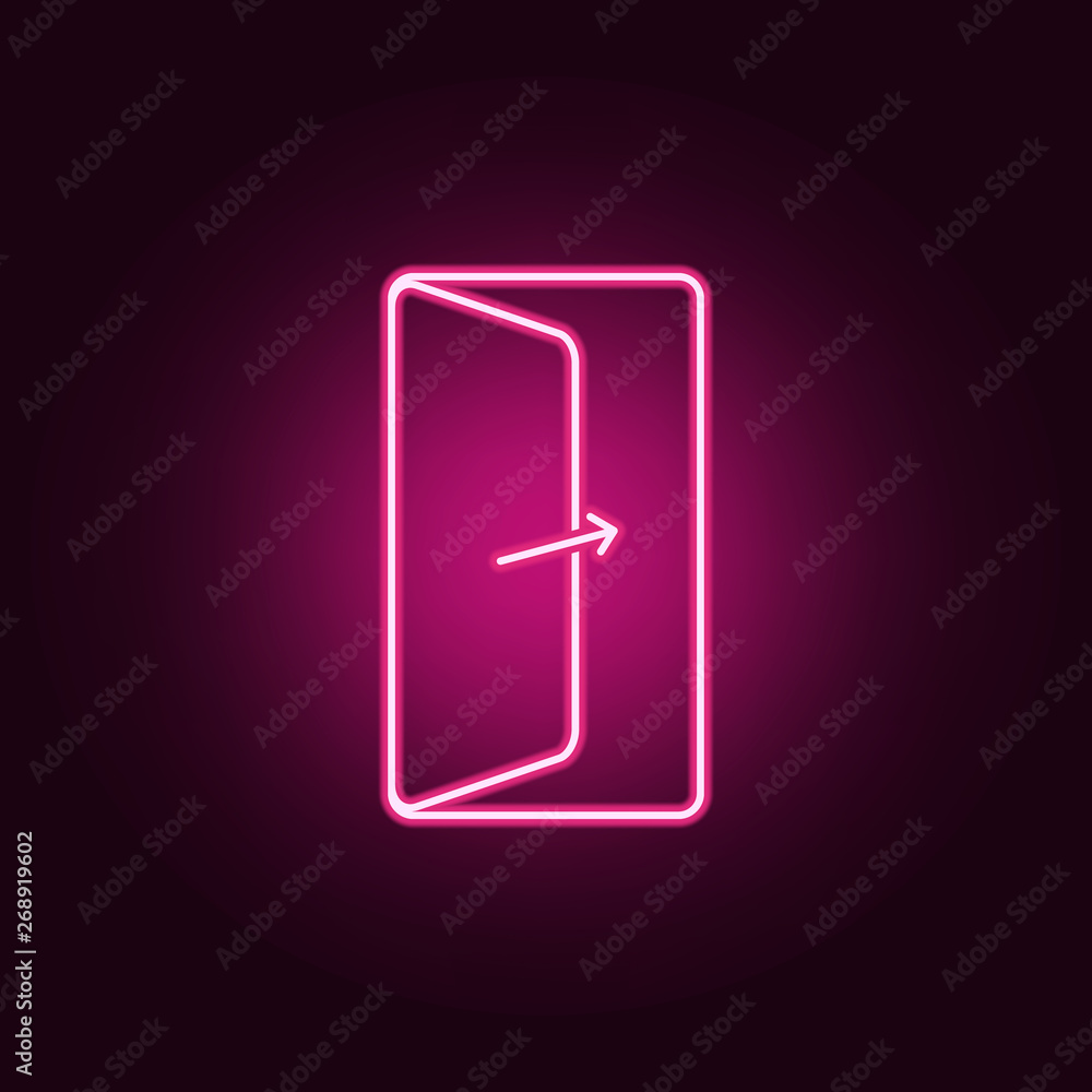 Poster open door neon icon. elements of real estate set. simple icon for websites, web design, mobile app, 