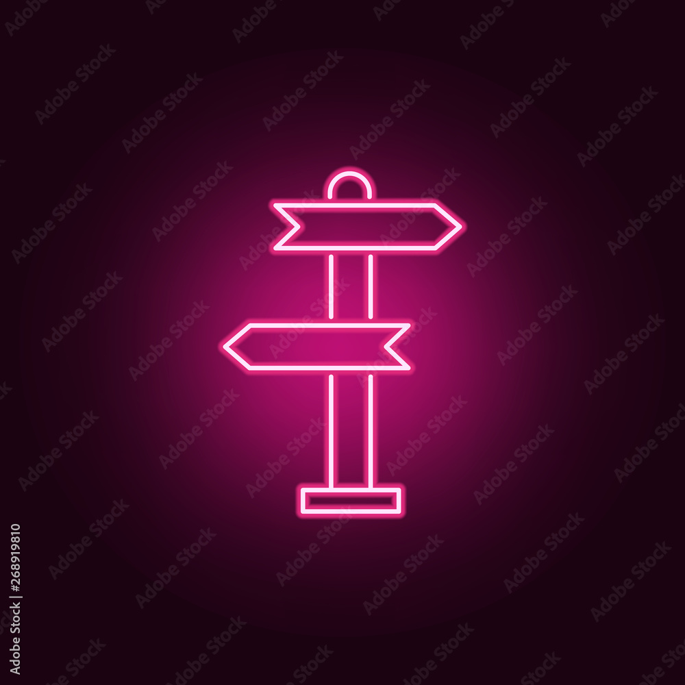 Poster signpost, pointer line neon icon. elements of real estate set. simple icon for websites, web design,